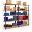 V-Max stelling blauw oranje met spaanplaat planken